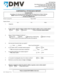 Document preview: Form DLD-7 Confidential Physician's Report - Nevada