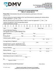 Form VP-18 &quot;Affidavit of Non-operation&quot; - Nevada