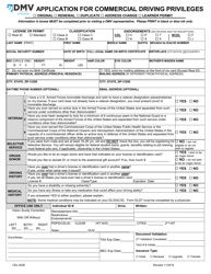 Form CDL-002 Application for Commercial Driving Privileges - Nevada