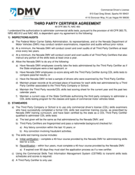 Form CDL-050 Third Party Certifier Agreement - Nevada