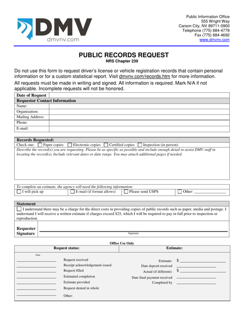 Public Records Request - Nevada Download Pdf