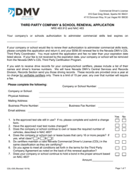Form CDL-038 Third Party Company &amp; School Renewal Application - Nevada