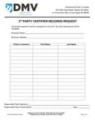 Form CDL-038 Third Party Company &amp; School Renewal Application - Nevada, Page 7
