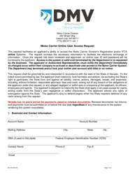 Form MC106 Motor Carrier Online User Access Request - Nevada