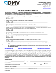 Document preview: Form MC040 Irp Registration Certification - Nevada