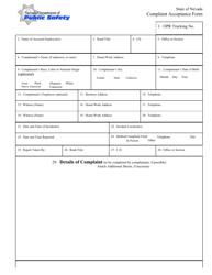Document preview: Form DO300 Complaint Acceptance Form - Nevada