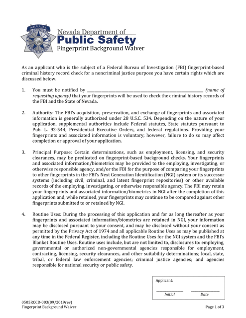 Form 0505RCCD-003  Printable Pdf