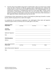 Form 0505RCCD-003 Fingerprint Background Waiver - Nevada, Page 3