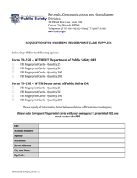 Document preview: Form 0501RCCD-002 Requisition for Ordering Fingerprint Card Supplies - Nevada