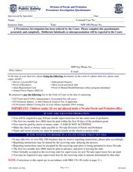 Document preview: Form NPP JSF0005 Presentence Investigation Questionnaire - Nevada