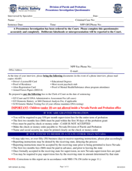 Form NPP JSF0005 Presentence Investigation Questionnaire - Nevada