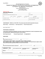 Form 5309LGS &quot;Request for Appraiser's Certification Examination and Application for Property Tax Appraiser's Certification&quot; - Nevada