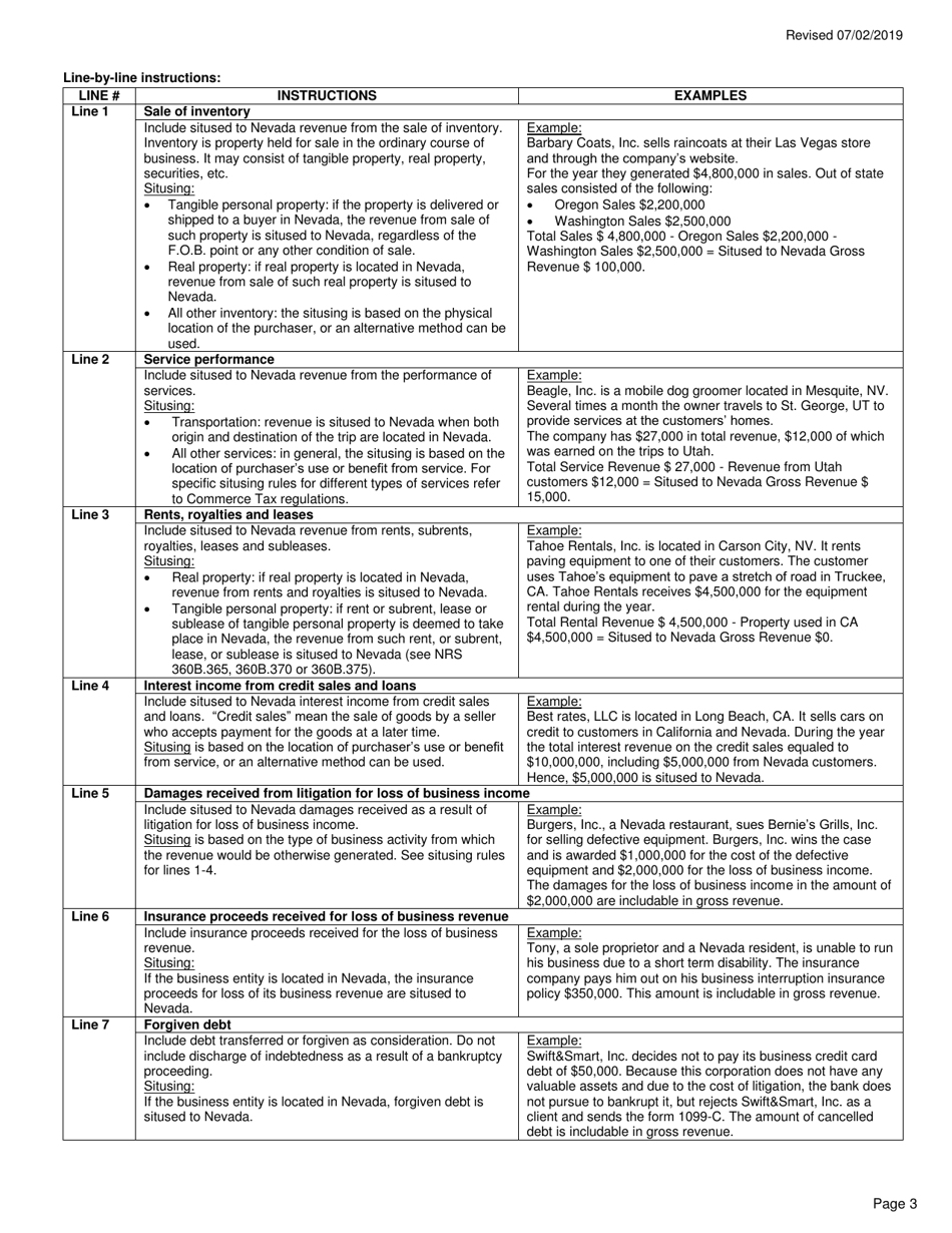 Nevada Tax Form Txr 030 01