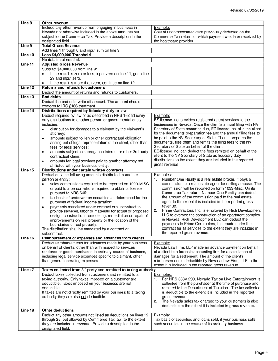 Nv Commerce Tax Return Instructions 2023