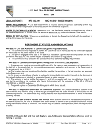 Instructions for Form SLAP22.87 Live Bait Dealer Permit Application - Nevada