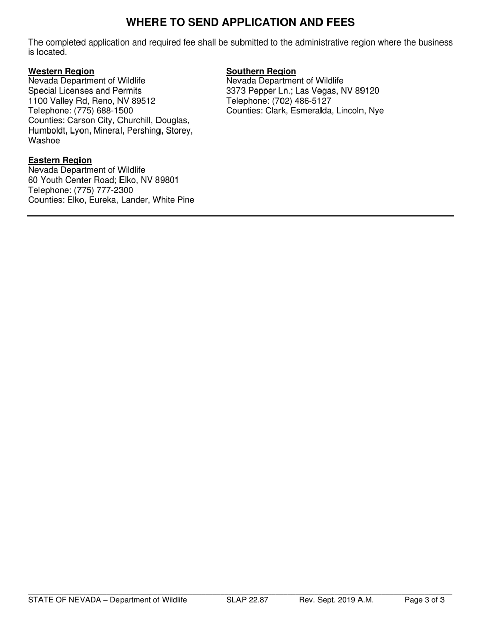 Instructions for Form SLAP22.87 Live Bait Dealer Permit Application - Nevada, Page 3