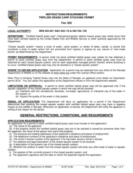 Document preview: Instructions for Triploid Grass Carp Stocking Permit Application - Nevada