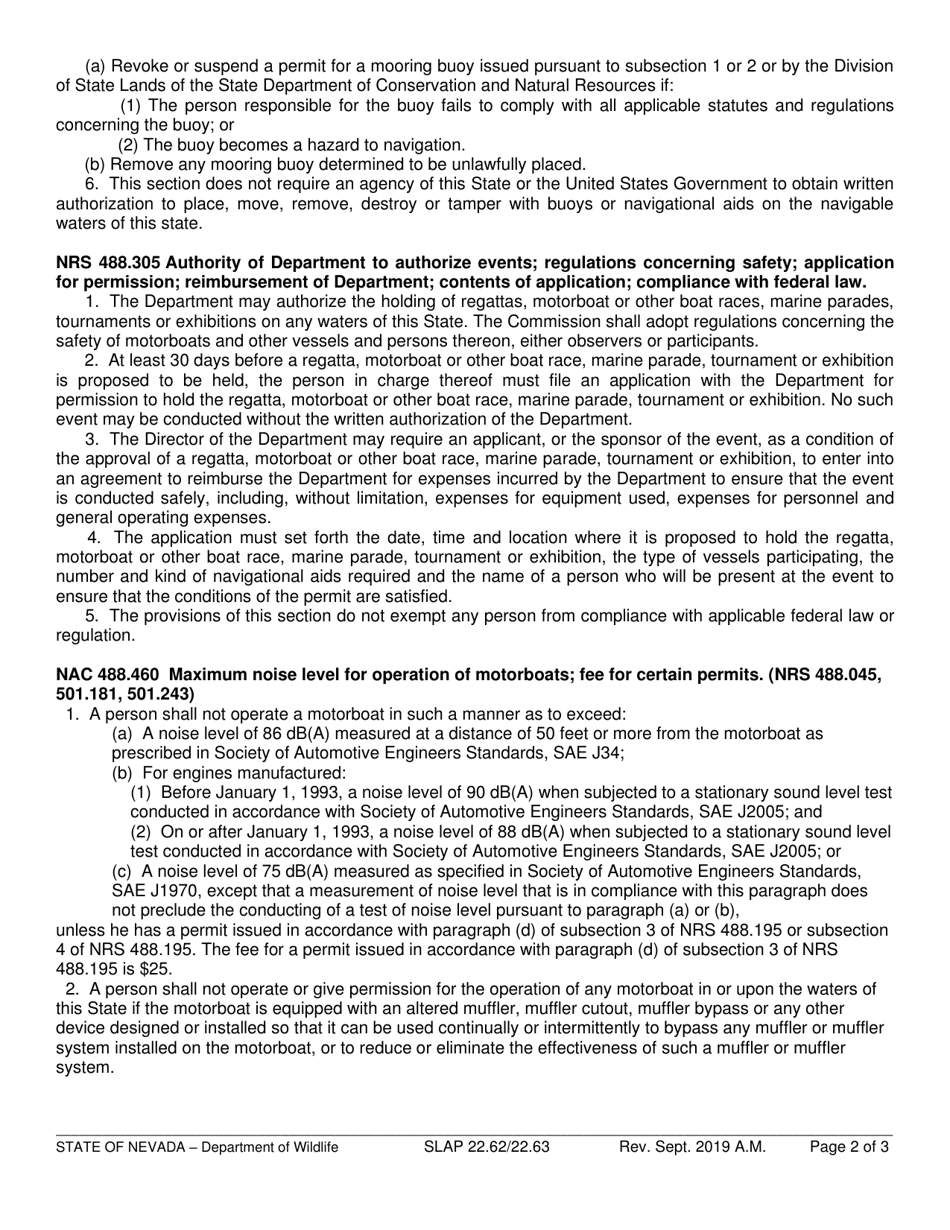 Instructions for Marine Event Permit Application - Nevada, Page 2