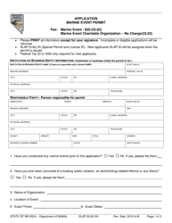 Document preview: Marine Event Permit Application - Nevada