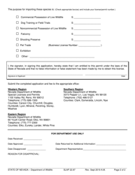 Wildlife Importation Permit Application - Nevada, Page 2