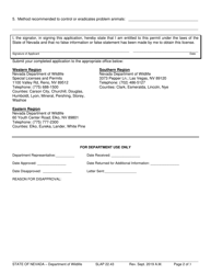 Wildlife Depredation Permit Application - Nevada, Page 2