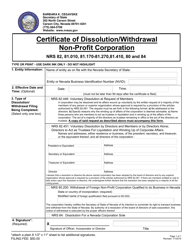 Document preview: Certificate of Dissolution/Withdrawal Non-profit Corporation - Nevada