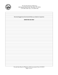 Retail Pharmacy Inspection Form - Nevada, Page 13