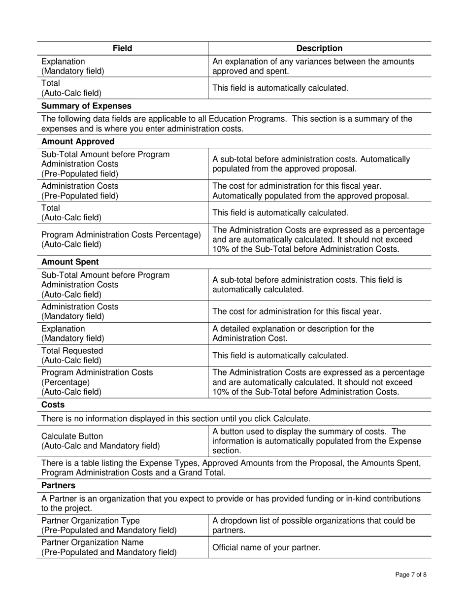 Instructions for Form DCI1770281 Education Partnerships Program Report - Canada, Page 7