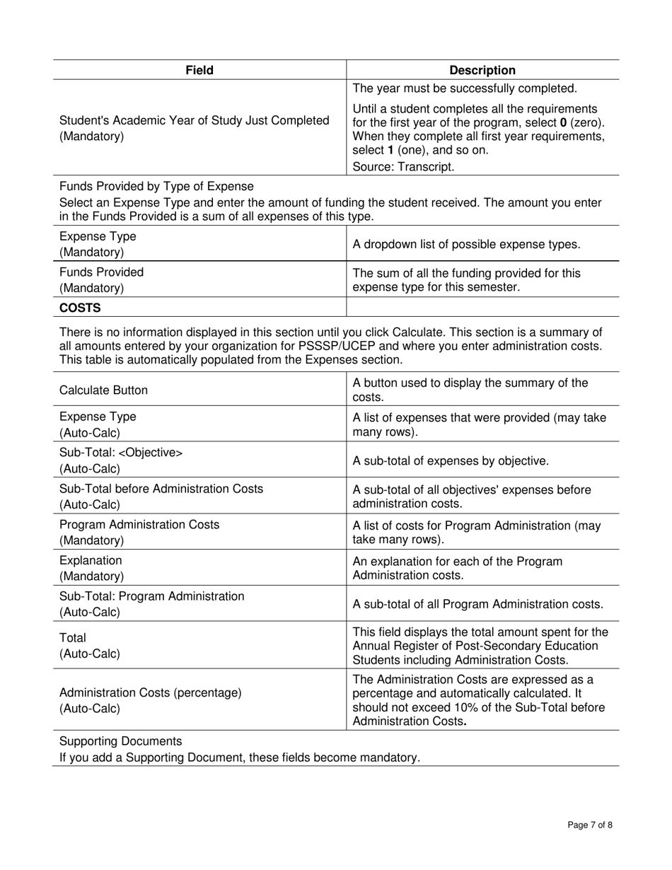 Instructions for Form DCI4016769 Annual Register of Post-secondary Education Students - Canada, Page 7