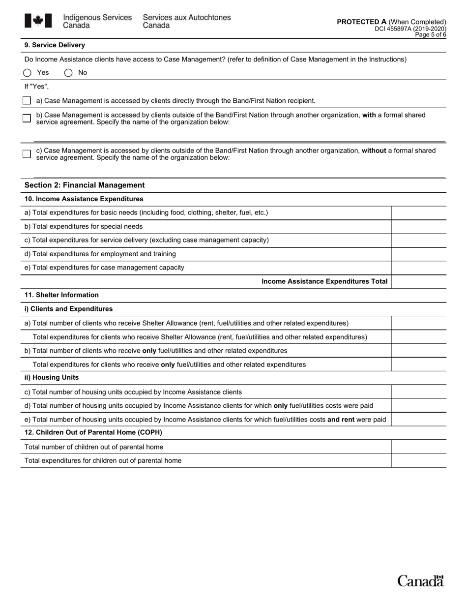 Form DCI455897A Income Assistance Report - Canada, Page 5
