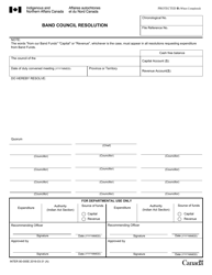 Document preview: Form INTER80-005E Band Council Resolution - Canada