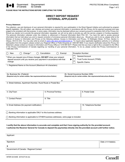 Form INTER20-545E  Printable Pdf