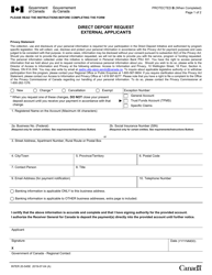 Form INTER20-545E Direct Deposit Request External Applicants - Canada