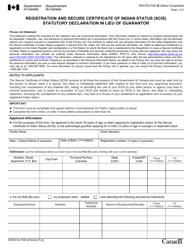 Form INTER83-170E Registration and Secure Certificate of Indian Status (Scis) Statutory Declaration in Lieu of Guarantor - Canada