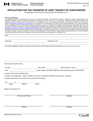 Document preview: Form INTER83-159E Application for the Transfer of Joint Tenancy by Survivorship - Canada