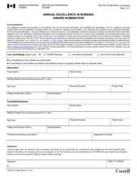 Form INTER40-005E &quot;Annual Excellence in Nursing Award Nomination&quot; - Canada