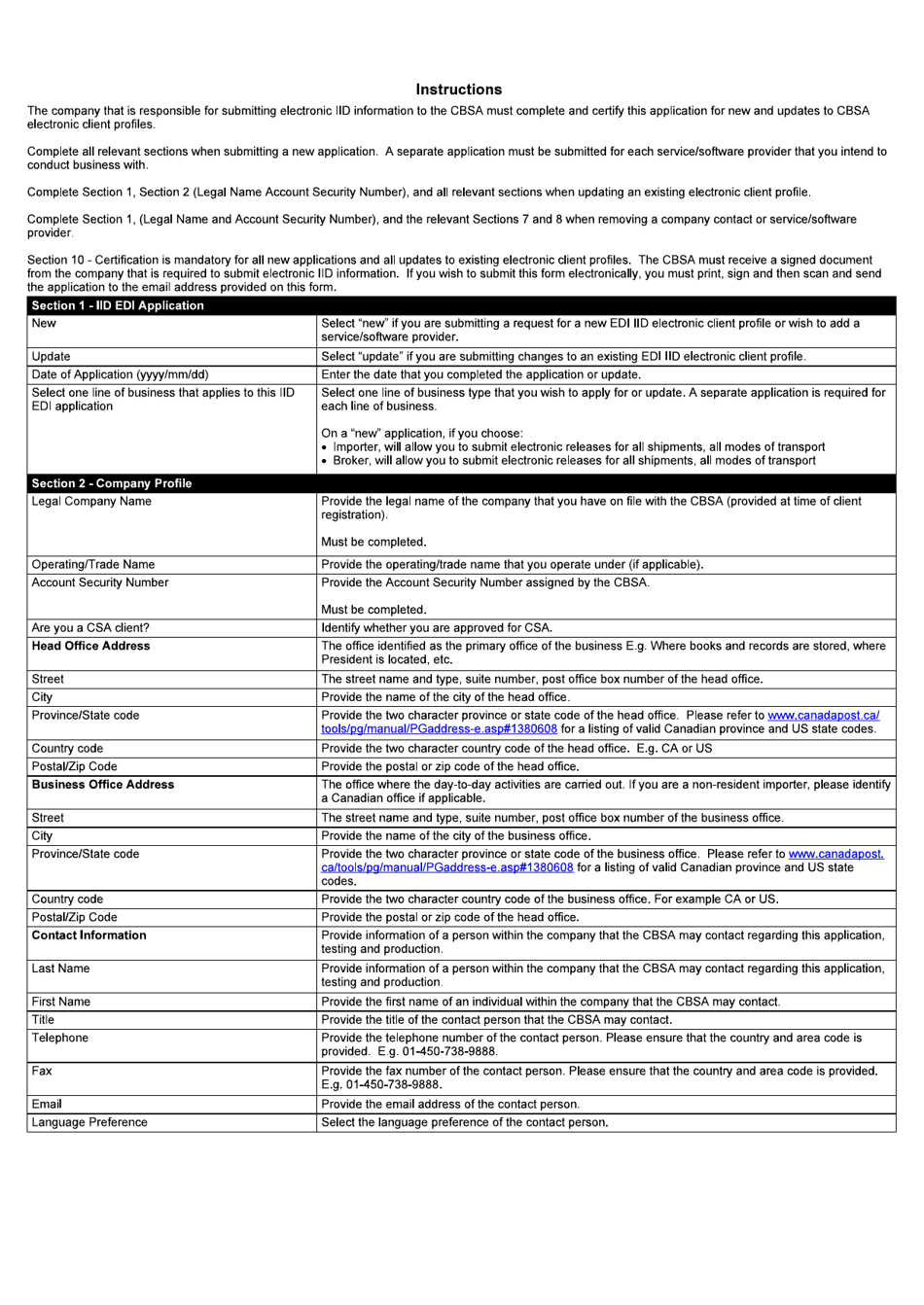 Form BSF373 Electronic Data Interchange (Edi) Application for the Integrated Import Declaration (Iid) - Canada, Page 4