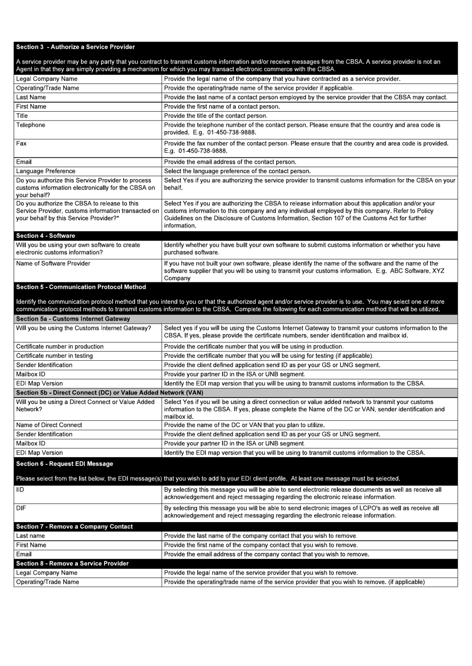 Form BSF373 Electronic Data Interchange (Edi) Application for the Integrated Import Declaration (Iid) - Canada, Page 5