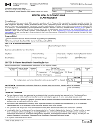 Form INTER40-003E &quot;Mental Health Counselling Claim Request&quot; - Canada