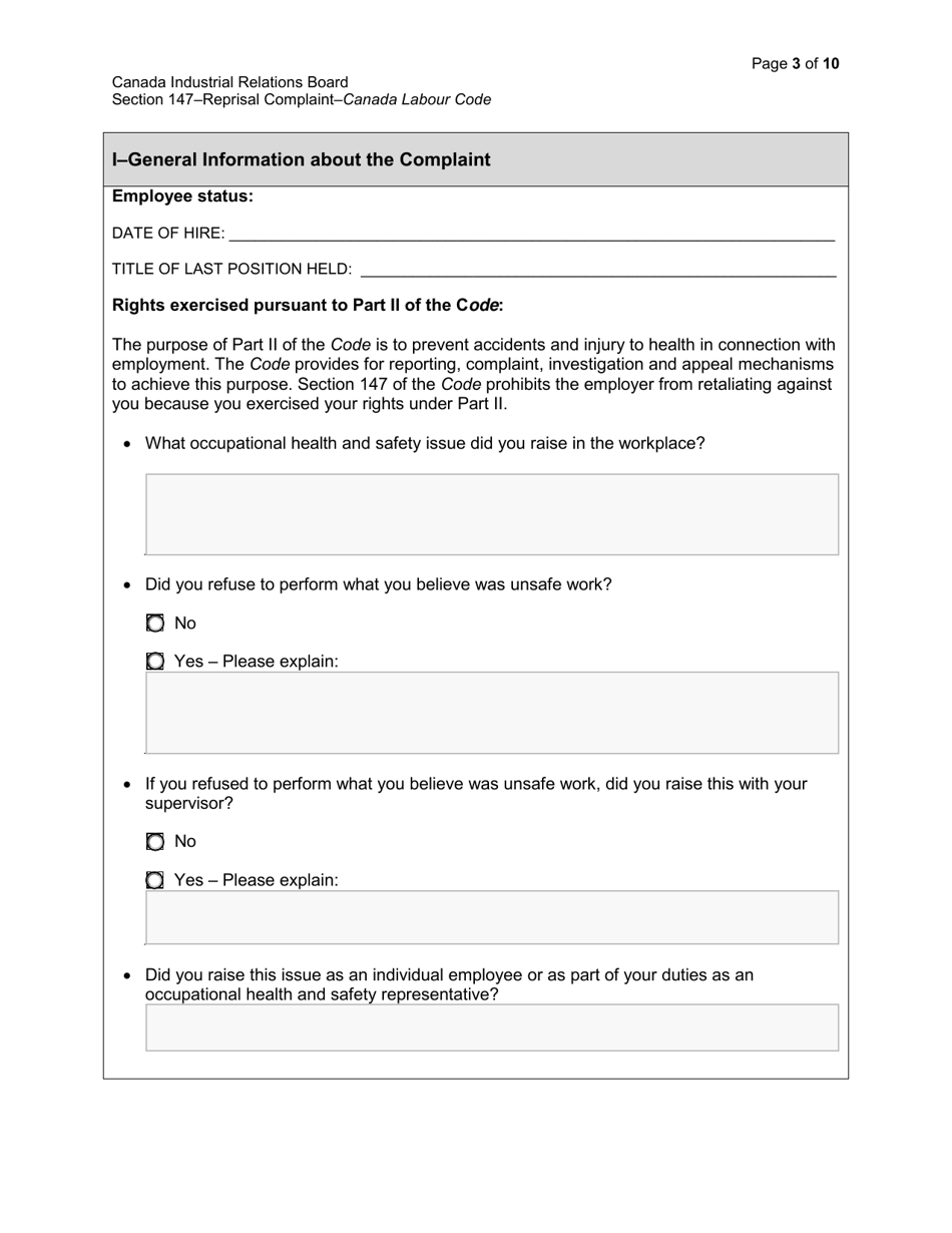 Reprisal Complaint - Canada, Page 3