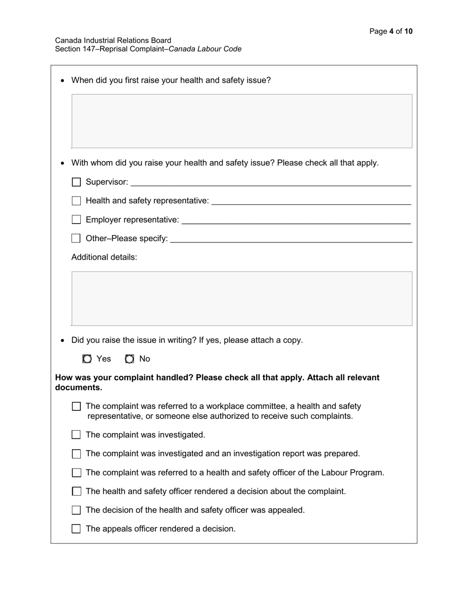 Reprisal Complaint - Canada, Page 4