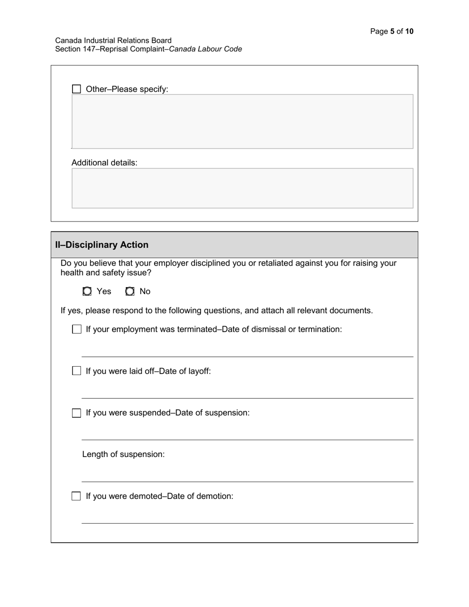 Reprisal Complaint - Canada, Page 5