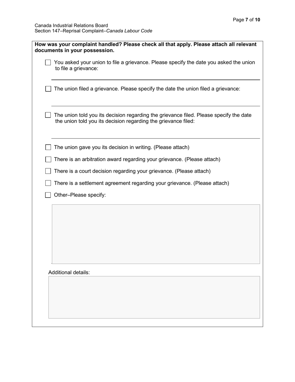 Reprisal Complaint - Canada, Page 7