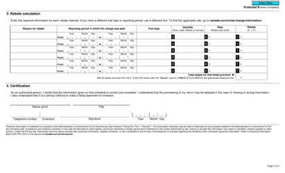 Form B400-4 Fuel Charge Return Schedule - Registered User of Fuel Under the Greenhouse Gas Pollution Pricing Act - Canada, Page 2
