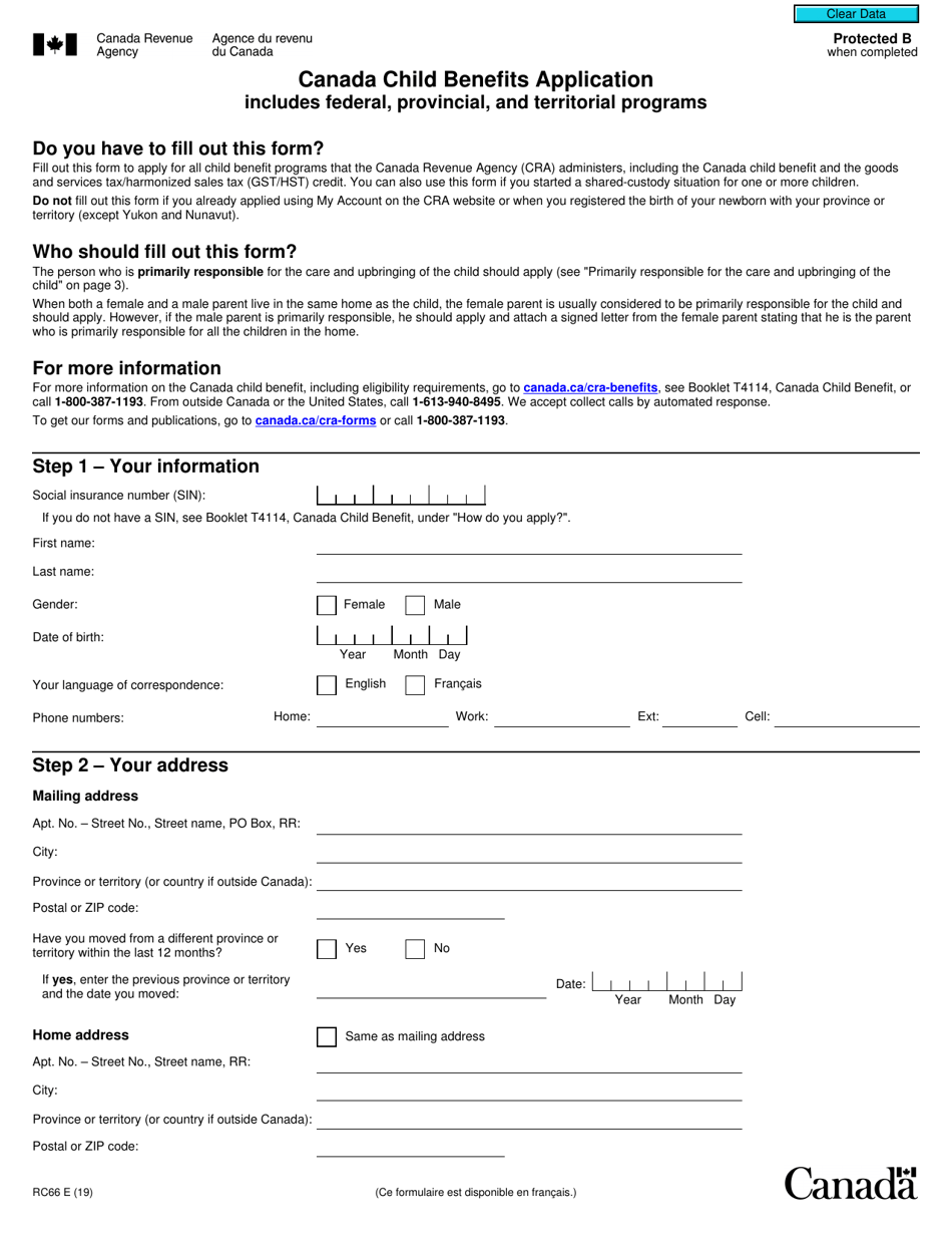 Form RC66 Fill Out Sign Online And Download Fillable PDF Canada 
