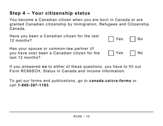 Form RC66 Canada Child Benefits Application Includes Federal, Provincial, and Territorial Programs - Large Print - Canada, Page 10