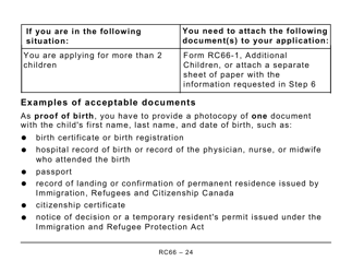 Form RC66 Canada Child Benefits Application Includes Federal, Provincial, and Territorial Programs - Large Print - Canada, Page 24