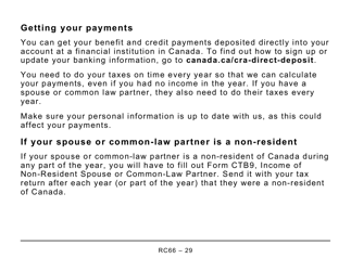 Form RC66 Canada Child Benefits Application Includes Federal, Provincial, and Territorial Programs - Large Print - Canada, Page 29