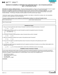 Form E638A Statement of Availability or Declination From Authorized Insurers - Tax on Insurance Premiums (Part 1 of the Excise Tax Act) - Canada