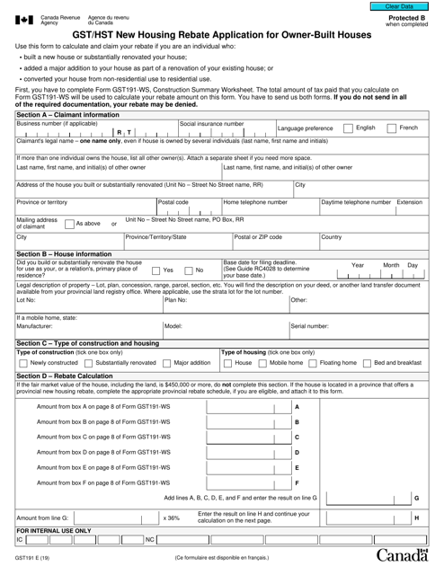 Form GST191 Fill Out Sign Online And Download Fillable PDF Canada 